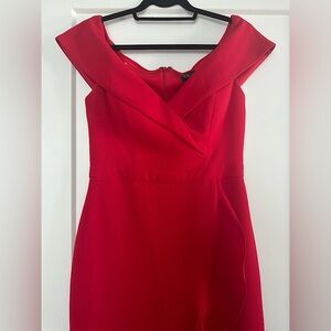 Xscape Red Midi Gown, Size 8, worn once!